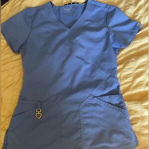 Light Blue HeartSoul scrub top! Short sleeve uniform nursing XXS